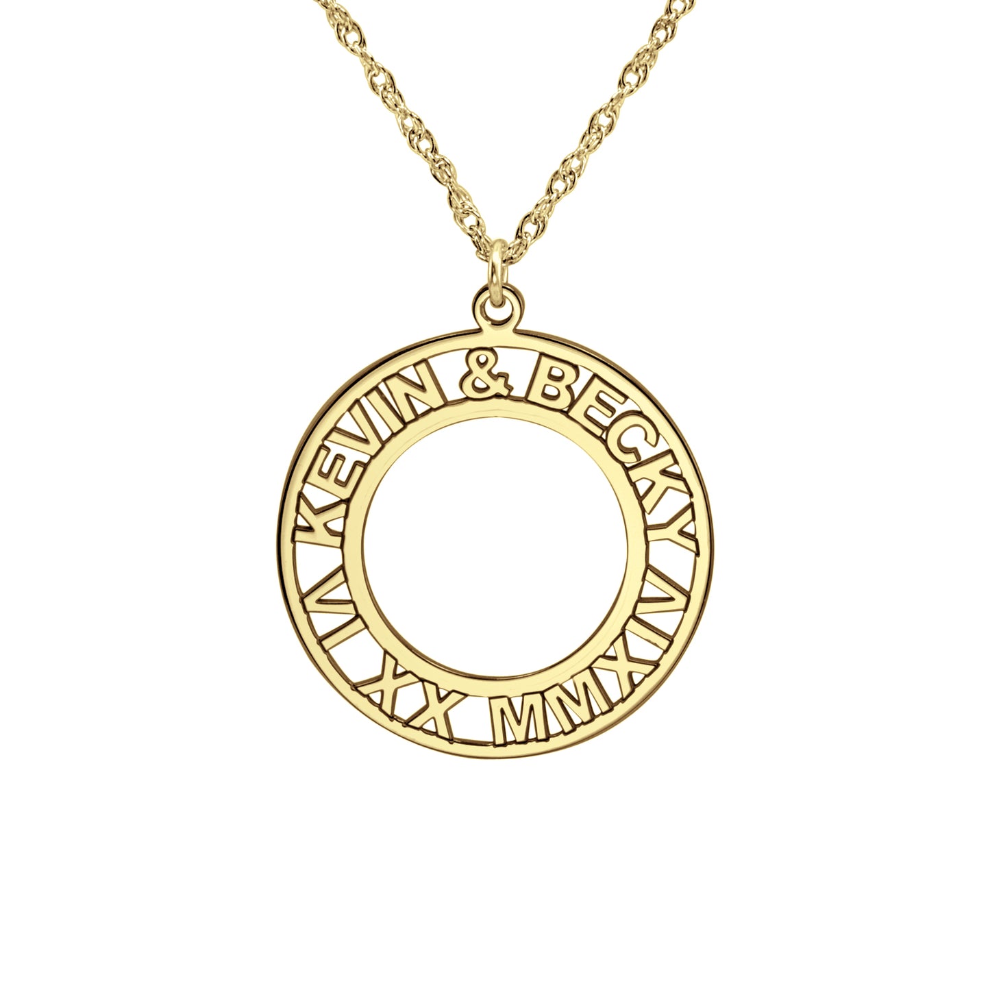 Roman Numeral and Names Anniversary Necklace