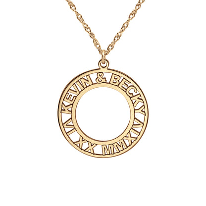 Roman Numeral and Names Anniversary Necklace 2