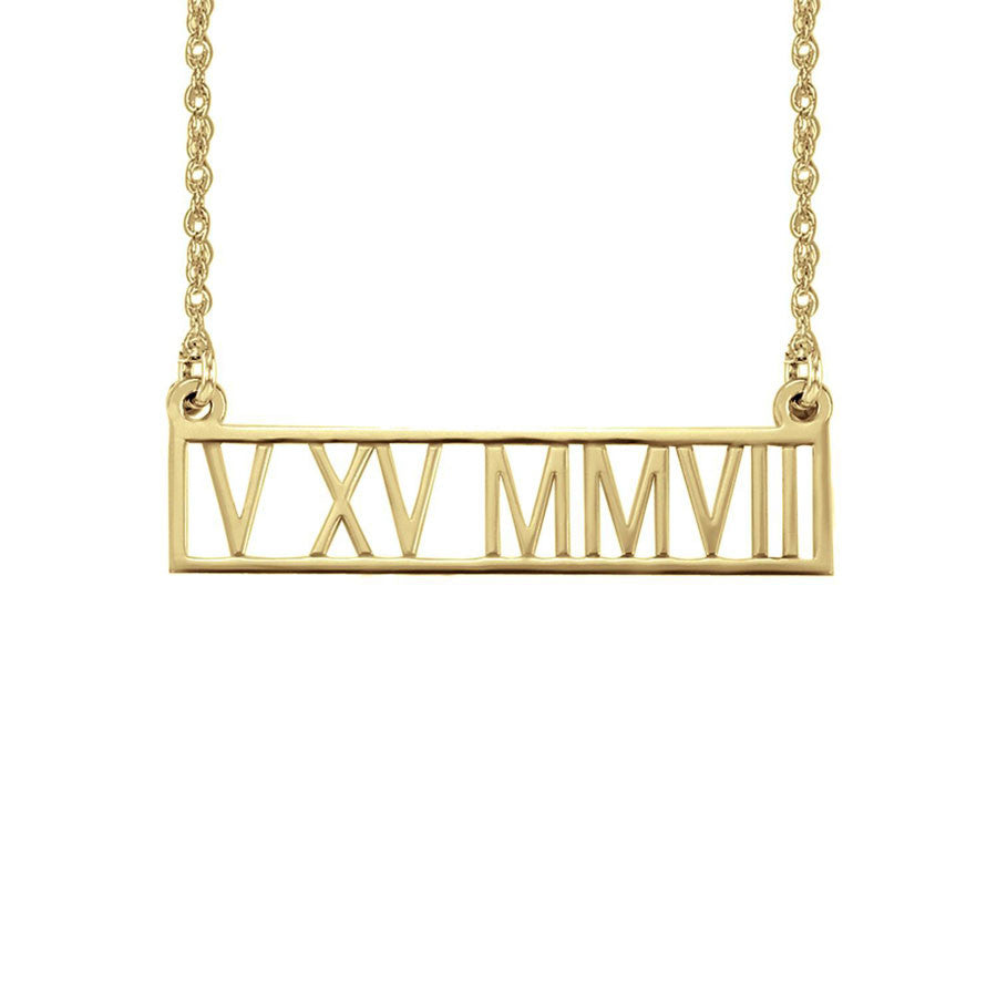 roman numeral necklace gold