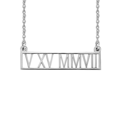 roman numeral necklace silver