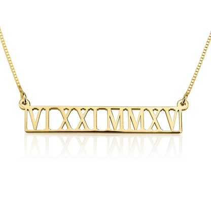 Sterling Silver Roman Numeral Bar Necklace 2