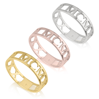 Gold Roman Numeral Ring 4