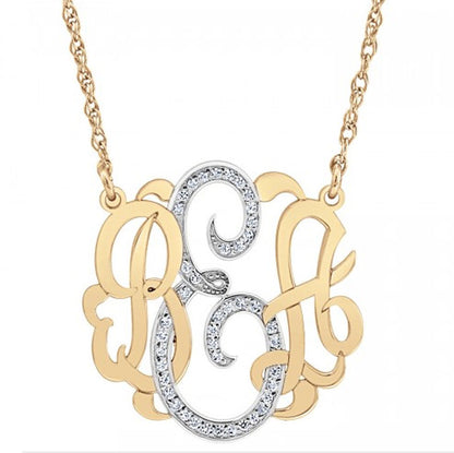 rose gold diamond monogram necklace