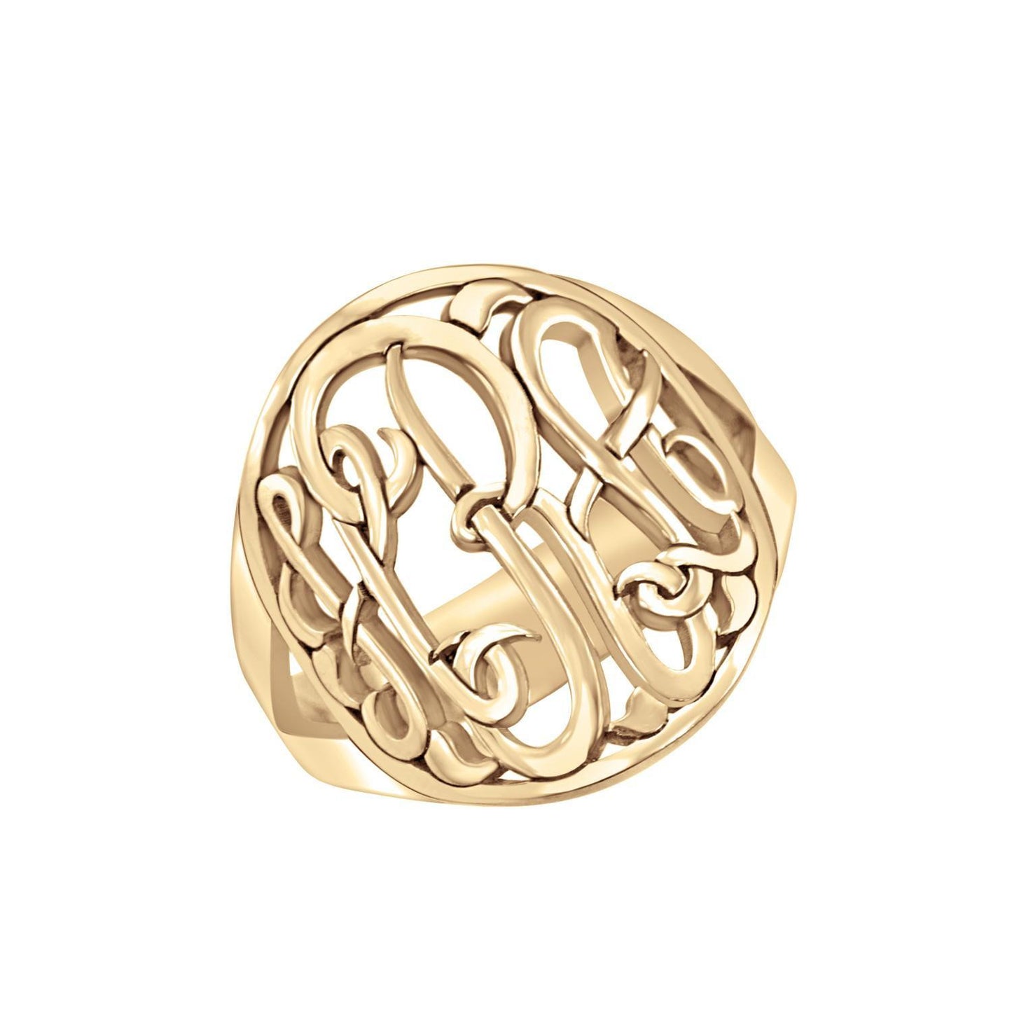 rose gold halo monogram ring