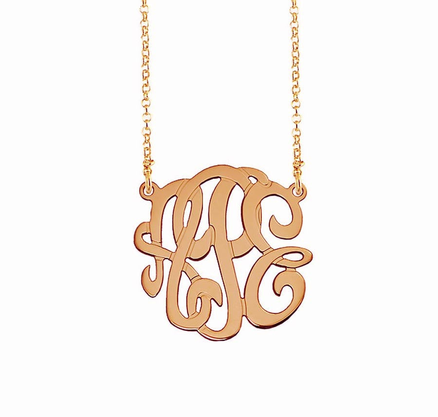 Rose Gold Petite Monogram Split Chain Necklace 2