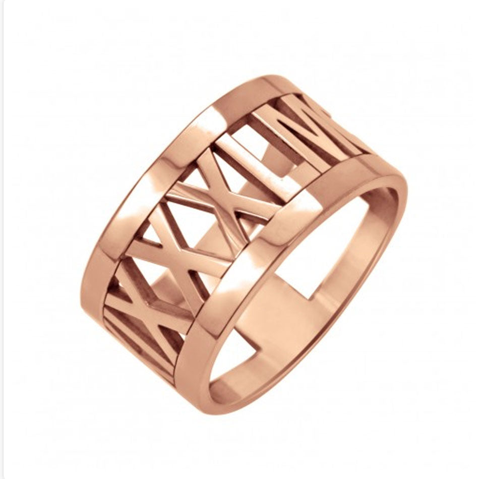 Rose Gold Roman Numeral Ring