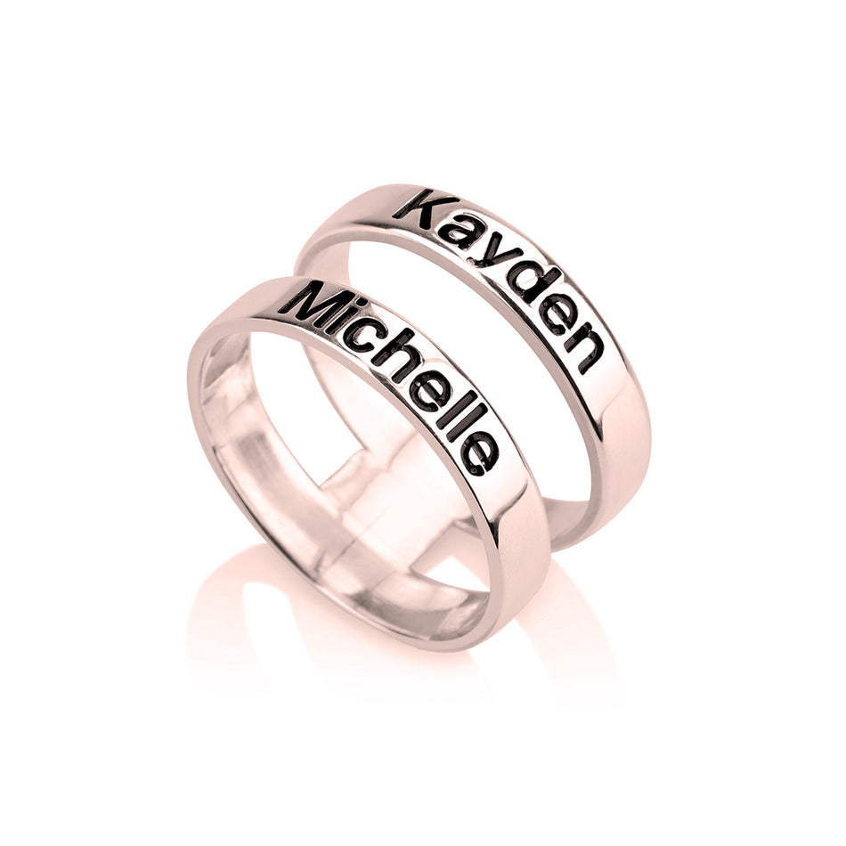 Dual Name Rings Double Band Two Name Ring – Be Monogrammed
