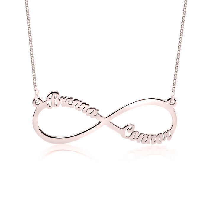 rose gold plated infinity name necklace