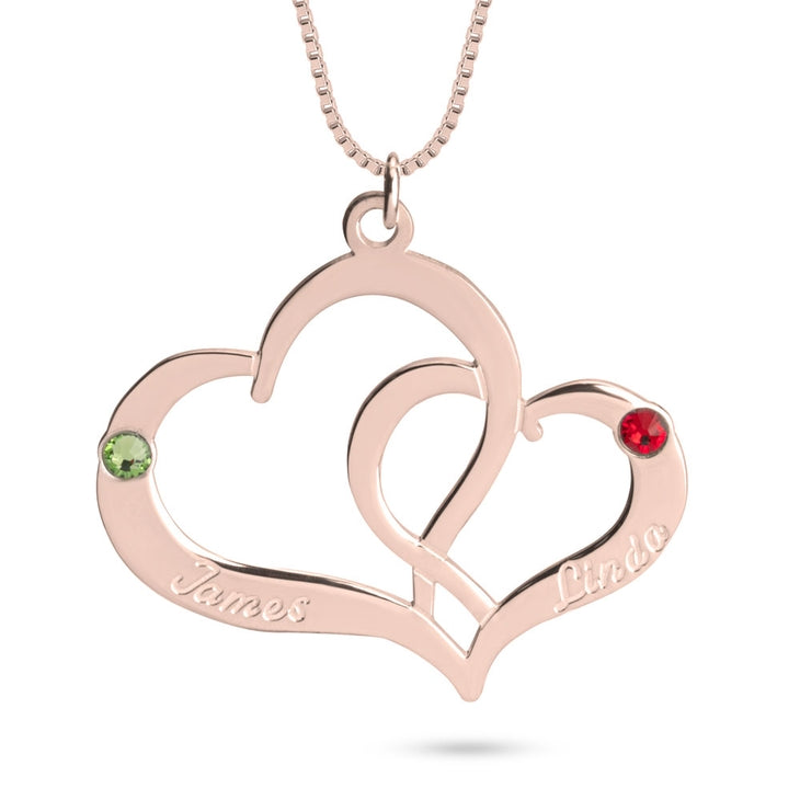 Two Hearts Name Birthstone Necklace 6