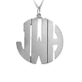 Sterling Silver Round Cutout Monogram Necklace