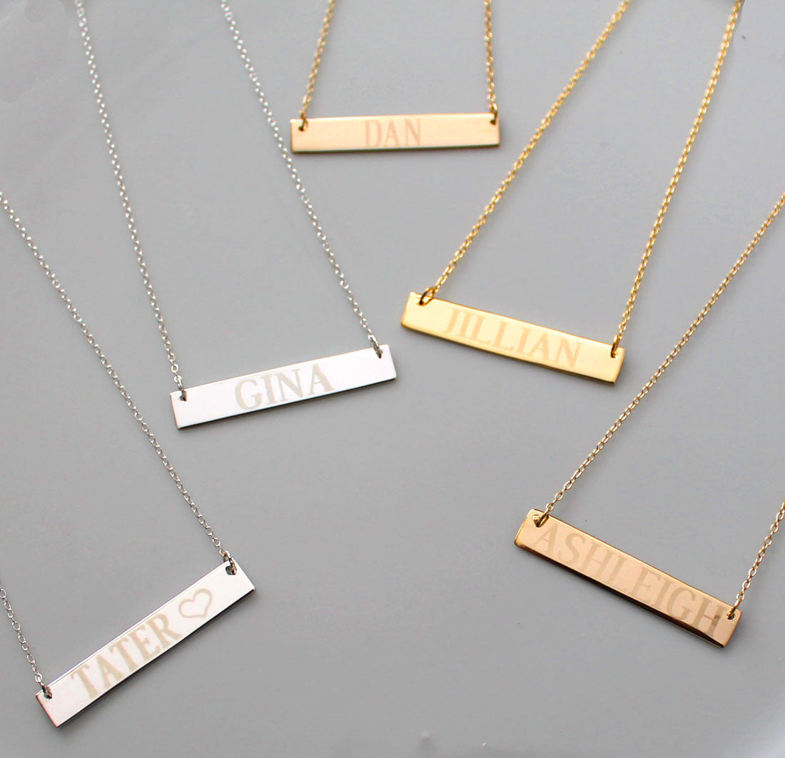 Engraved Gold Bar Necklace Clare Of The Bachelor Reese Witherspoon Alternate 2