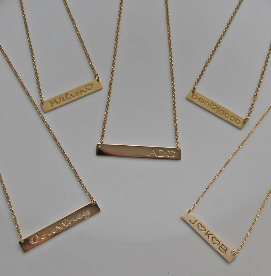 Personalized Gold Bar Necklaces