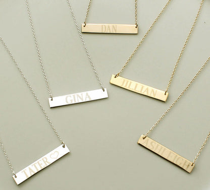 engraved bar necklaces