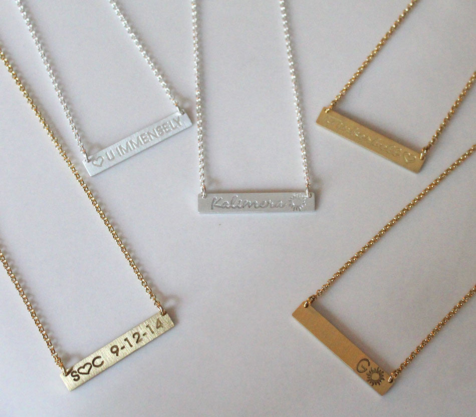 Gold Bar Necklace Personalized
