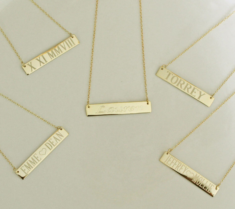 Engraved Gold Bar Necklace Clare Of The Bachelor Reese Witherspoon Alternate 9