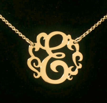 Swirly Initial Necklace Gold small