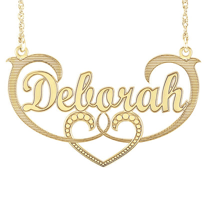 Scrolling Heart Nameplate Necklace