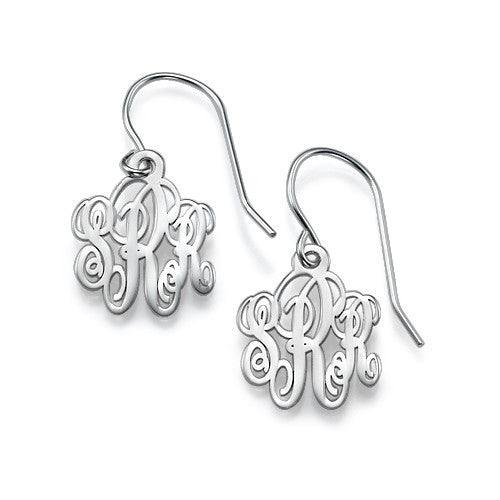 Sterling Silver Dangle Monogram Earrings