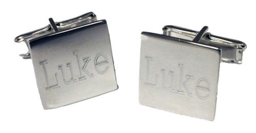 Silver Plated Square Monogrammed Cuff Links
