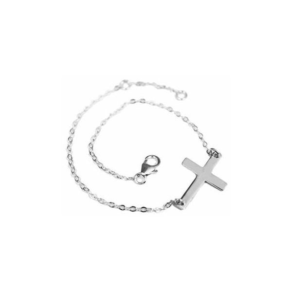 silver sideways cross bracelet