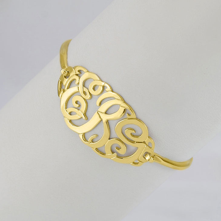 gold monogram bangle bracelet