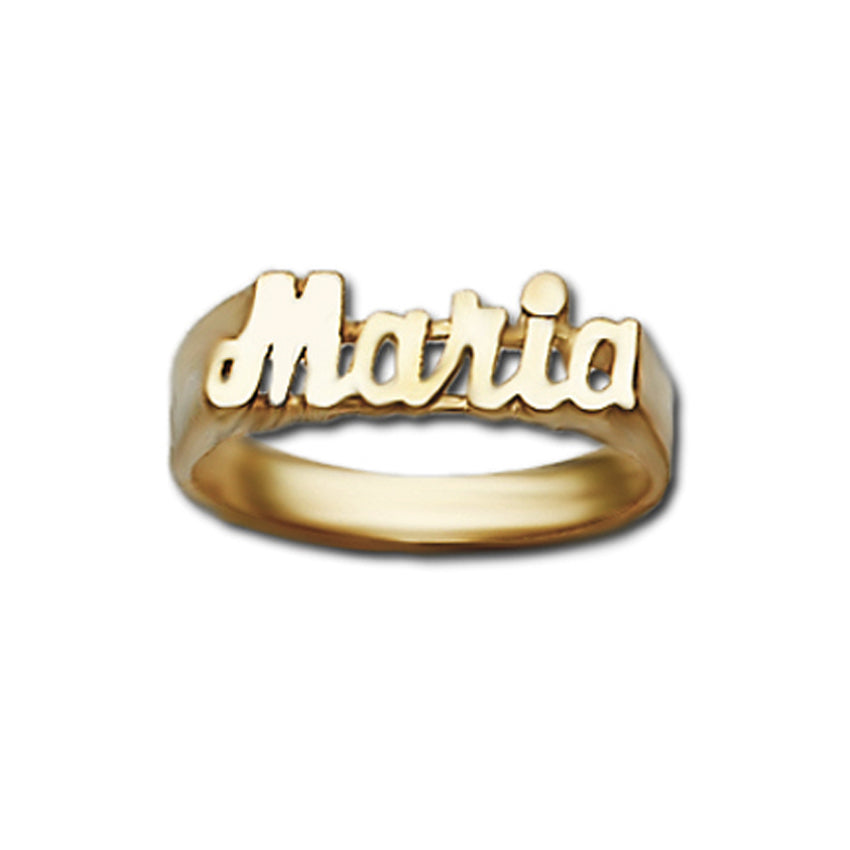 10K Gold Small Script Name Ring