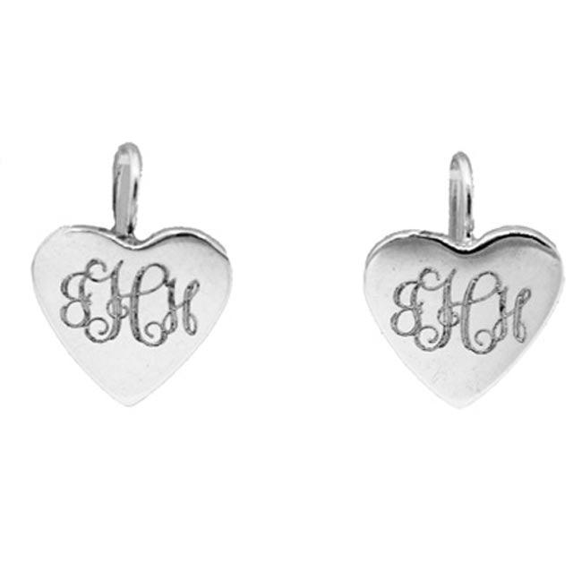 Monogram Sterling Silver Heart French Wire Earrings