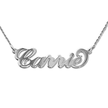 Small 14K White Gold Carrie Style Name Necklace