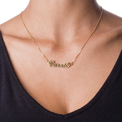 Smaller 18K Gold Vermeil Nameplate Necklace - Box Chain 2