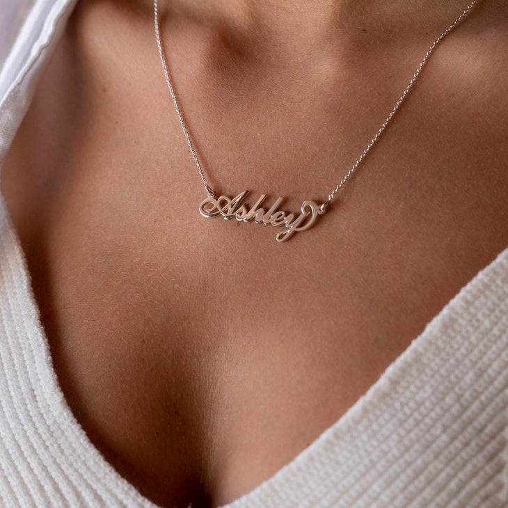 Small 14K Gold Carrie Style Name Necklace
