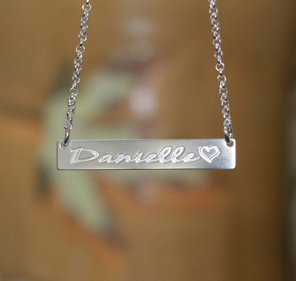 Sterling Silver Bar Necklace Personalized