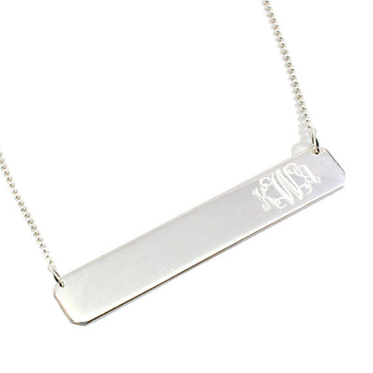 Sterling Silver Monogram Bar Necklace