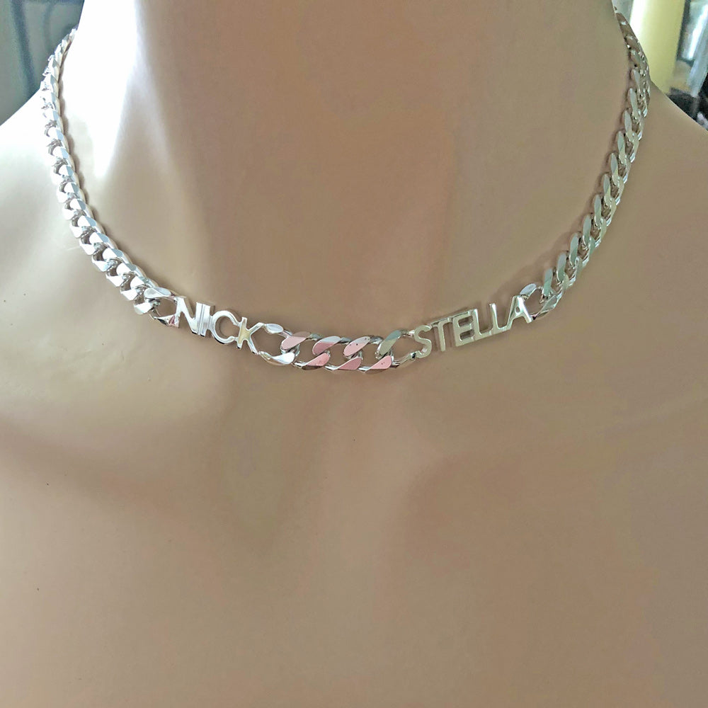 silver name choker necklace