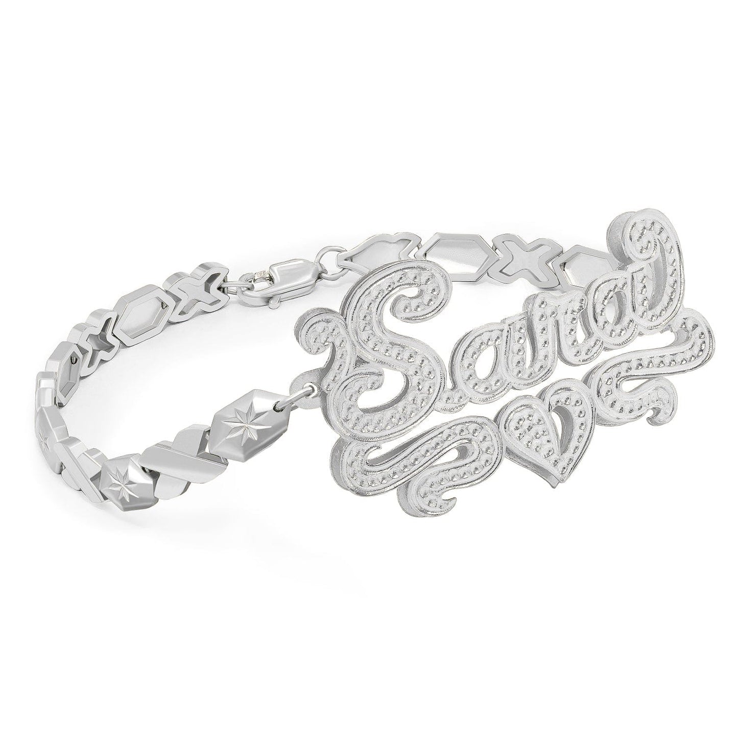 Double Plated Hearts and Kisses Name Bracelet 2
