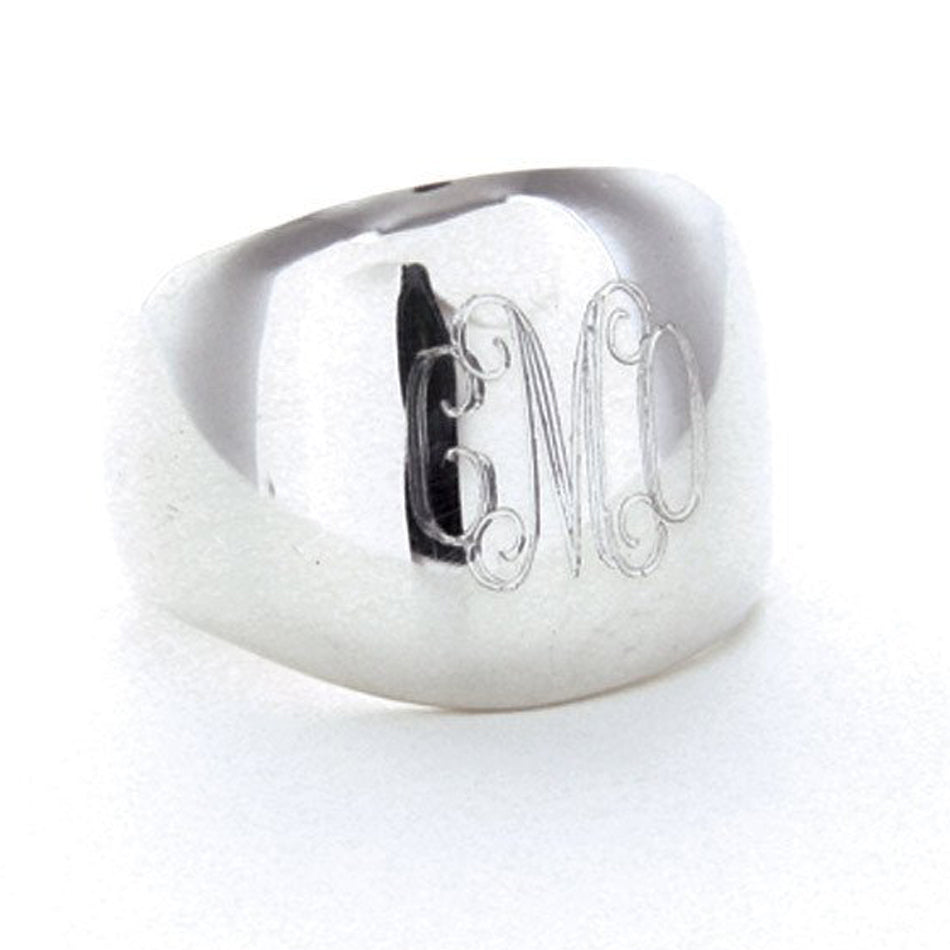 Sterling Silver Monogram Dome Ring