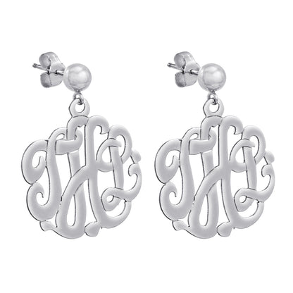 Sterling Silver Cutout Monogram Earrings 