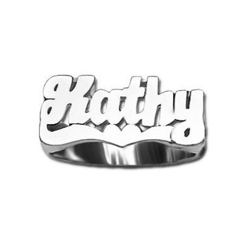Sterling Silver Name Ring with Heart - 10mm
