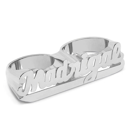 Two Finger Script Name Ring With Tail