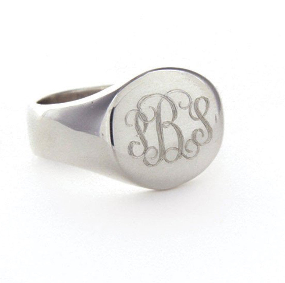 Personalized Sterling Silver Round Signet Ring