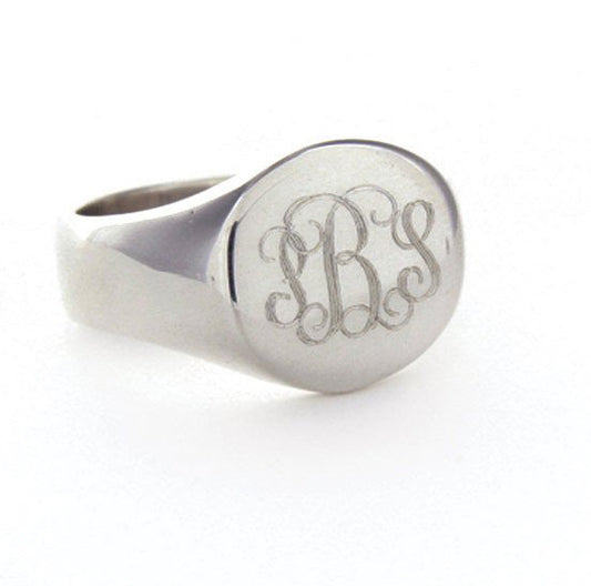 Personalized Sterling Silver Round Signet Ring