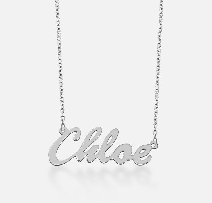 Sterling Silver Cursive Nameplate Necklace