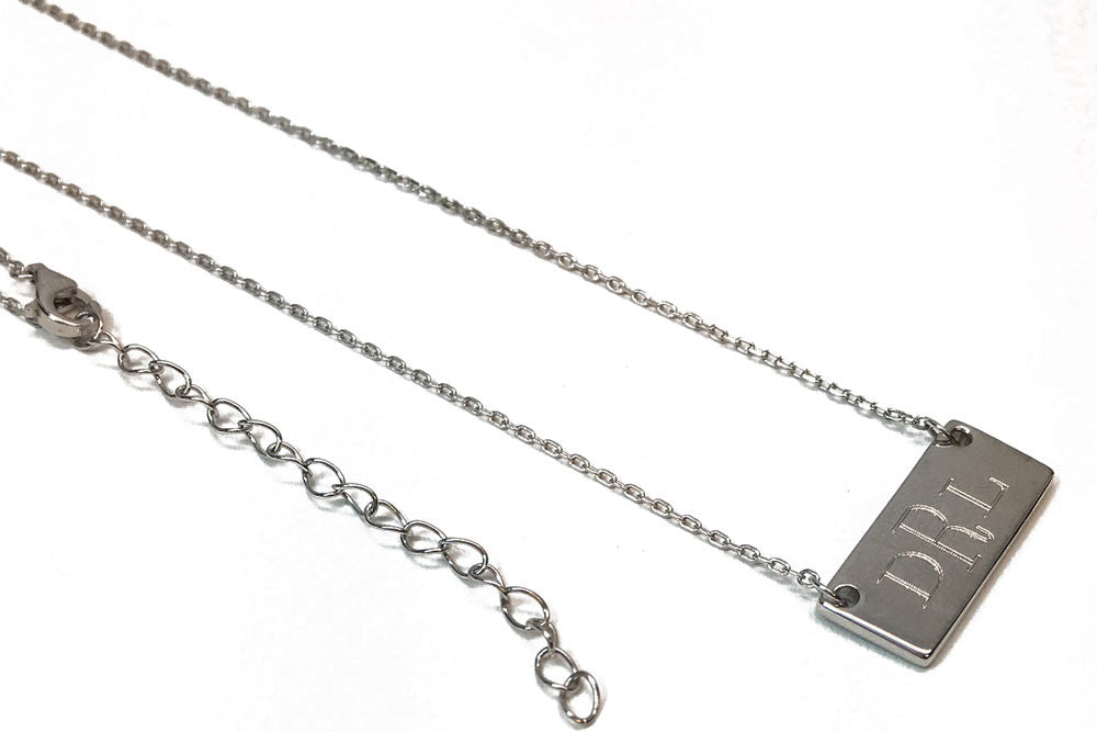 Small Monogram Bar Necklace - silver
