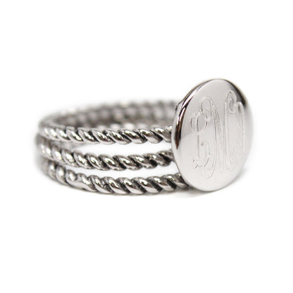 Sterling Silver Rope Trim Stackable Ring