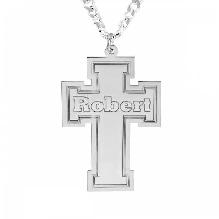 Personalized Mens Engraved Cross Necklace 3