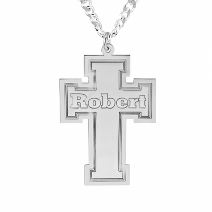 Personalized Mens Engraved Cross Necklace 3