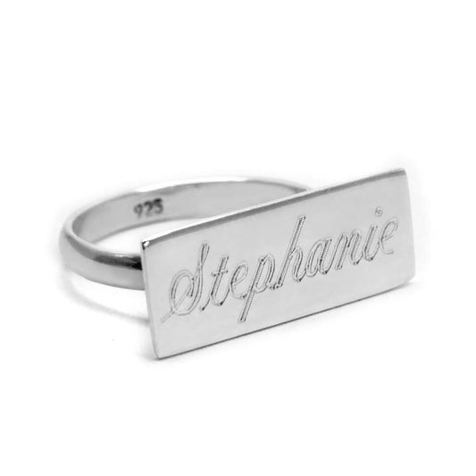 Personalized Horizontal Engraved Bar Ring R87300