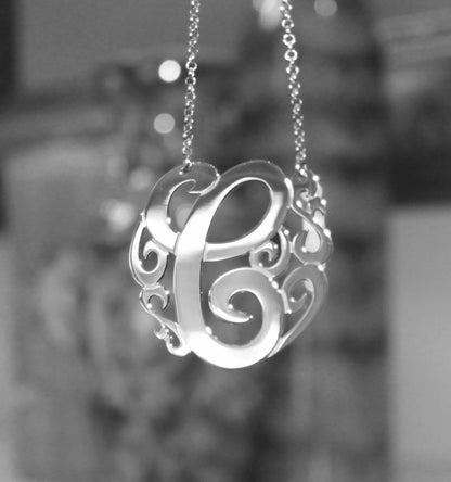 Swirly Initial Necklace - 1 1/2 inch
