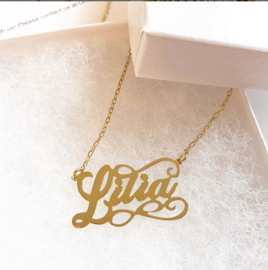 scroll name necklace