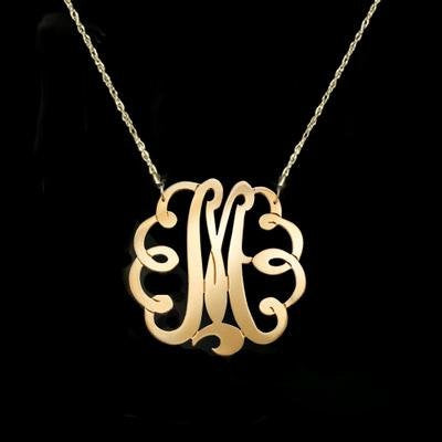 Large Gold Swirly Initial Necklace