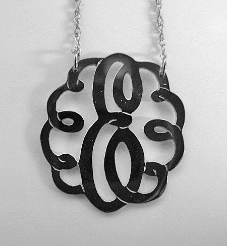 Medium Sterling Silver Swirly Initial Monogram Necklace